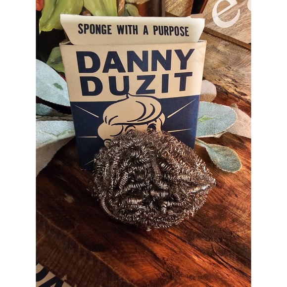 Set Of 6 Vintage 1960s Danny Duzit Stainless Steel Wool Pad Sponge In The Box - Picture 2 of 3